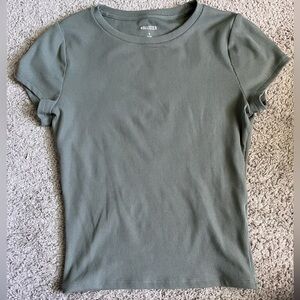 Hollister Seamless Stretch Olive Green Baby Tee - Size Small Long